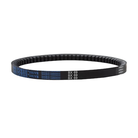 D&D BX69 Cogged, Classical V-Belt, 72 in Outside Length, 21/32 in Top Width, 13/32 in Thickness, 1 Ribs BX69